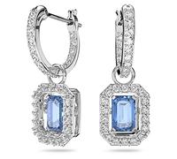 Swarovski Pendientes Millenia, Talla octogonal, Azules, Baño de rodio