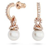 Pendientes Originally, Perla de cristal, Blancos, Baño tono oro rosa OS