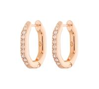 Swarovski Pendientes de aro Dextera 5743798, octagonales pequeños, blancos, baño oro rosa