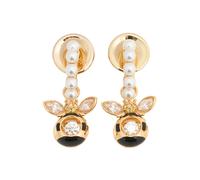 Pendientes Idyllia, Perla de cristal, Tallas mixtas, Abeja, Multicolores, Acabado en oro de 18 quilates OS