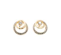 Swarovski Pendientes de botón Hyperbola, Talla redonda, Blancos, Baño tono oro