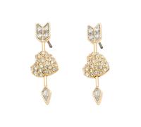 Swarovski Pendientes Idyllia, Tallas mixtas, Corazón con flecha, Blancos, Baño tono oro