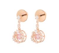 Pendientes Constella, Talla redonda, Dancing Stone, Rosas, Acabado en oro rosa de 18 quilates OS