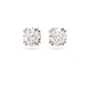 Swarovski Pendientes de botón Constella, Talla redonda, Blancos, Baño tono oro rosa