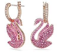Swarovski Pendientes Swarovski Iconic Swan, Cisne, Rosas, Baño tono oro rosa