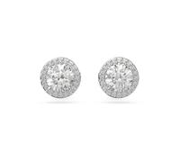 Swarovski Pendientes de botón Constella, Talla redonda, Pavé, Blancos, Baño de rodio