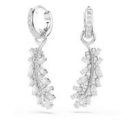 Swarovski Pendientes Vienna, Tallas mixtas, Pluma, Blancos, Baño de rodio