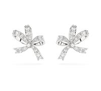 Swarovski Pendientes Volta para Mujer, Pendientes de Botón con forma de lazo, Cristales Transparentes Engastados con Técnica Chattonage, Baño de Rodio, de la Colección Volta de Swarovski