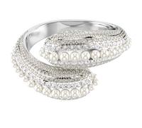 Swarovski Pulsera abierta Sublima cuff, Cuentas de cristal, corte redondo, blanco, chapado en rodio, regular, Cristal, Sin piedra preciosa
