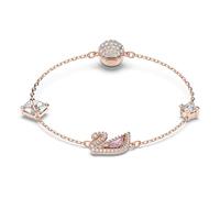 Swarovski Pulsera Dazzling Swan, Cierre magnético, Cisne, Rosa, Baño tono oro rosa
