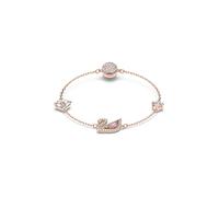 Swarovski Pulsera Dazzling Swan, Cierre magnético, Cisne, Rosa, Baño tono oro rosa