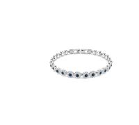 Swarovski Pulsera Una Angelic, con Hilera de Cristales Azules en Talla Redonda y Pavé Transparente, Colección Una Angelic, Baño en Rodio, Azul
