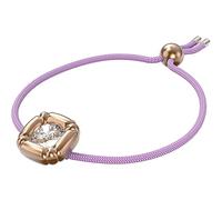 Swarovski Pulsera Dulcis Ajustable de Cristal Talla Cojín Para Mujer, Engaste Bañado en Tono Oro Rosa, Cordón Morado, Colección Swarovski Dulcis