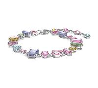 Swarovski Pulsera Gema Ajustable Para Mujer, con Cristales en Tonos Pastel, Bañada en Rodio, Colección Gema de Swarovski