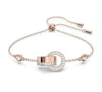 Swarovski Pulsera Hollow, Bucle entrelazado, Blanca, Baño tono oro rosa