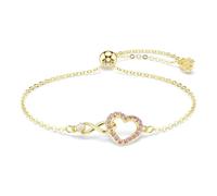 Swarovski Pulsera Hyperbola, Talla redonda, Pavé, Infinity y corazón, Rosa, Baño tono oro