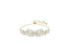 Swarovski Pulsera Idyllia Lilia, con Motivos de Mariposa en Pavé Brillante, Cristales Blancos, Pavé Engastado, Colección Idyllia Lilia, Cierre Deslizante, Baño Tono Oro, Blanca