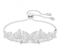 Swarovski Pulsera Idyllia Lilia, Mariposa, Blanca, Baño de rodio