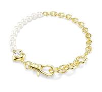 Swarovski Pulsera Idyllia, Perla de cristal, Blanca, Baño tono oro