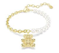 Swarovski Pulsera Idyllia, Perla de cristal, Talla redonda, Osito, Tono dorado, Baño tono oro