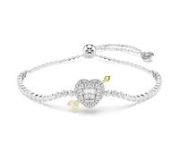 Swarovski Pulsera Idyllia, Tallas mixtas, Corazón con flecha, Blanca, Baño de rodio