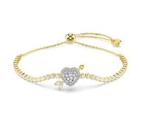 Swarovski Pulsera Idyllia, Tallas mixtas, Corazón con flecha, Blanca, Baño tono oro