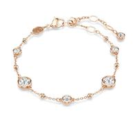 Swarovski Pulsera Imber, Cadena Bañada en Tono Oro Rosa con un Strand de Gotas de Metal, Intercaladas con Cristales Redondos Transparentes en un Refinado Engaste Bisel, Blanco