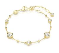 Swarovski Pulsera Imber, Talla redonda, Diseño distribuido, Blanca, Baño tono oro