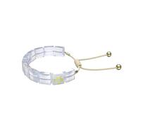Swarovski Pulsera Letra Para Mujer, Cristales Cuadrados Blancos, Cordón Ajustable de Algodón, Estrella Amarilla, Colección Swarovski Letra