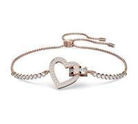 Pulsera Lovely, Corazón, Blanca, Baño tono oro rosa