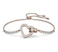 Swarovski Pulsera Lovely para Mujer, con Símbolo de Corazón y Círculo, Cristales Blancos, en Baño Tono Oro Rosa, Colección Swarovski Lovely