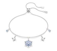 Swarovski Pulsera Magic, Pulsera con Motivo de Copo de Nieve, Diseño Adornado Zirconias Azules, que Forman Cinco Motivos Invernales sobre una Cadena, Baño en Tono Rodio, Azul
