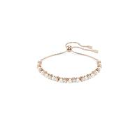 Swarovski Pulsera Matrix, cristales blancos de corte redondo y perlas de cristal en un ajuste chapado en oro rosa, One Size, Gema Perla de cristal Chapado en oro rosa Piedra preciosa, Circonita cúbica
