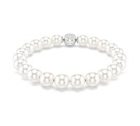 Swarovski Pulsera Matrix, Perla de cristal, Blanca, Baño de rodio