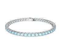 Swarovski Pulsera Matrix Tennis, Talla redonda, Azul, Baño de rodio