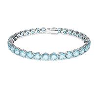 Swarovski Pulsera Matrix Tennis, Talla redonda, Azul, Baño de rodio