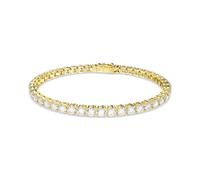 Swarovski Pulsera Matrix Tennis, Talla redonda, Blanca, Baño tono oro