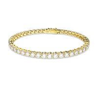 Swarovski Pulsera Matrix Tennis, Talla redonda, Blanca, Baño tono oro