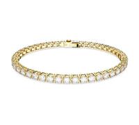 Swarovski Pulsera Matrix Tennis, Talla redonda, Blanca, Baño tono oro