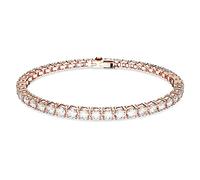 Swarovski Pulsera Matrix Tennis, Talla redonda, Blanca, Baño tono oro rosa