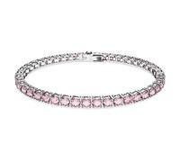Swarovski Pulsera Matrix Tennis, Talla redonda, Rosa, Baño de rodio