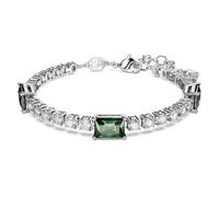Swarovski Pulsera Matrix Tennis, Tallas mixtas, Verde, Baño de rodio