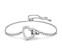 Swarovski Pulsera MP Lovely para Mujer, con Cristales Blancos, en Baño de Rodio, con Símbolo de Corazón y Círculo, Colección Swarovski MP Lovely
