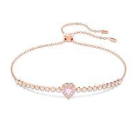 Swarovski Pulsera One, Corazón, Rosa, Baño tono oro rosa