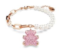 Swarovski Pulsera Teddy para mujer – perla de cristal, oso rosa, baño tono oro rosa – OS