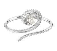 Swarovski Pulsera rígida Ariana Grande, Crystal Pearl, corte Baguette, blanco, chapado en rodio, talla S