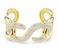 Swarovski Pulsera rígida Dextera, Corte Redondo, Blanco, Chapado en Color Oro, L