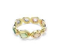 Swarovski Pulsera rígida Gema, cristales oversize, corte mixto, multicolor, chapado en oro, L, Cristal, Sin piedra preciosa