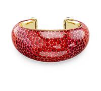 Swarovski Pulsera rígida Idyllia, Rojo, Bañado en oro, S