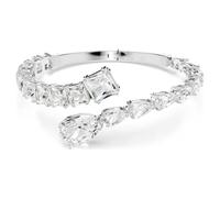 Swarovski Pulsera rígida Matrix, Corte mixto, Blanco, Baño de Rodio